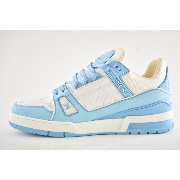Louis Vuitton Sky Blue Empreinte White Leather Low Trainer Sneaker UK 9 US 10 11 - Picture 15 of 16
